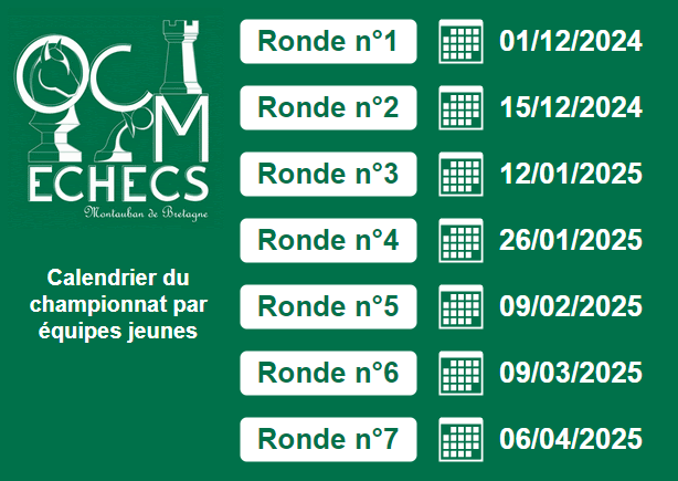 Calendrier du championnat par équipes jeunes