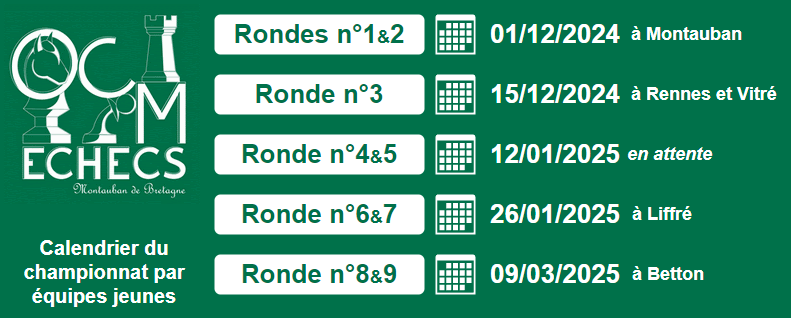 Calendrier du championnat par équipes jeunes