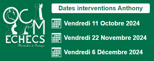 Calendrier Interventions Anthony 2024